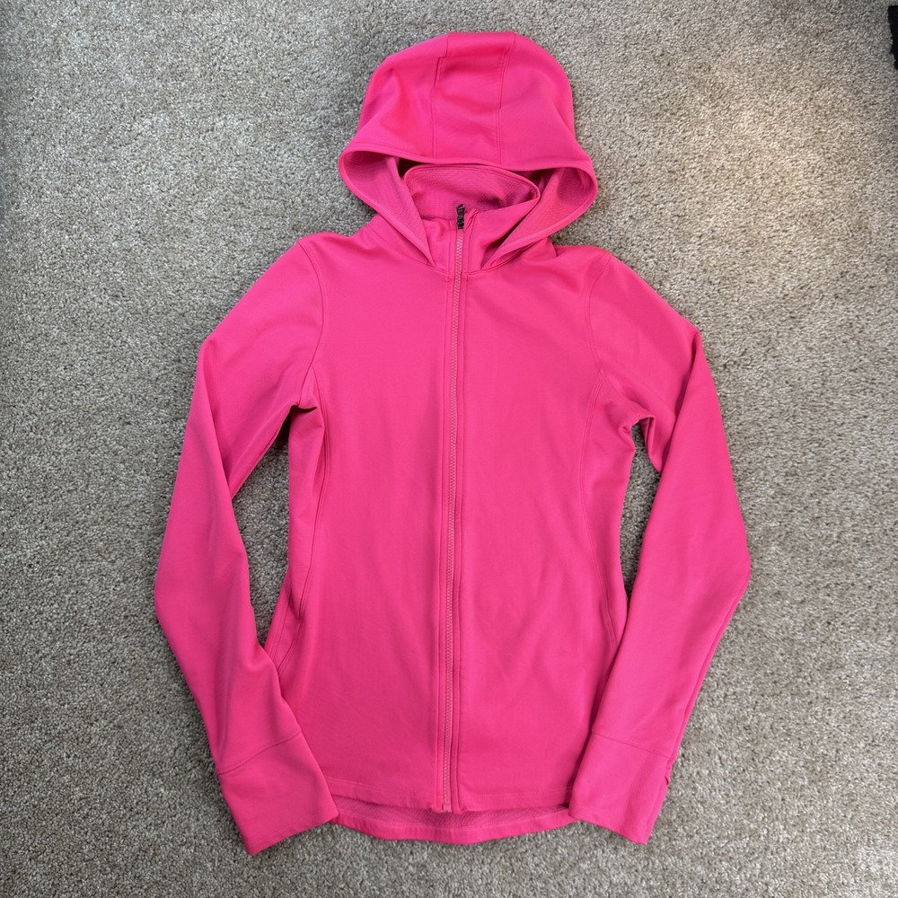 Under Armour Hoodie Womens Medium Pink Fleece Full Zip Stretch Athletic Jacket